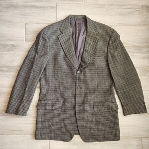 Ermenegildo Zegna Soft blazer 40R grey plaid 100%wool 3 buttons Made Switzerland